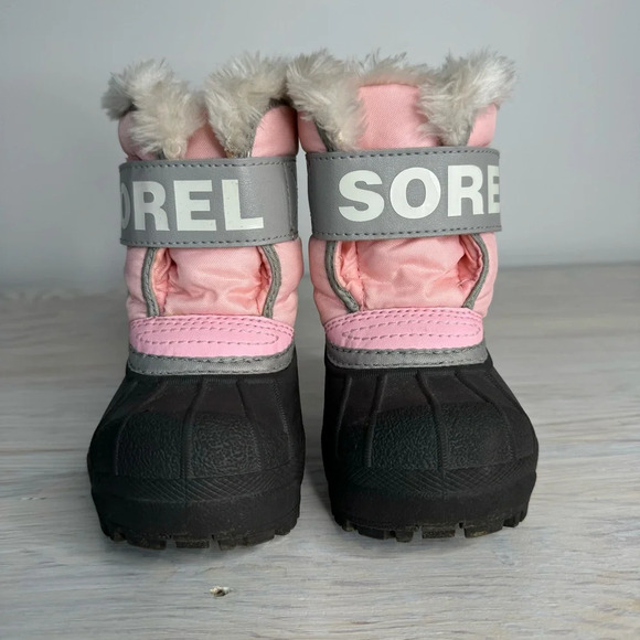 Sorel Toddler Girls Pink Snow Commander Faux Fur Fleece Lined Winter Boots - Picture 3 of 9